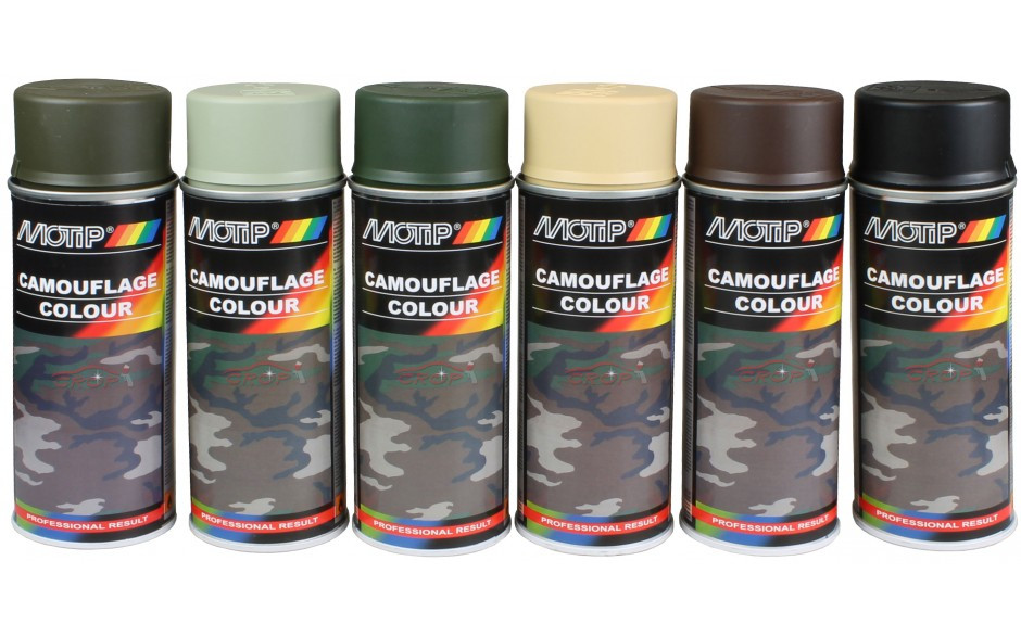 Spray Can Motip camouflage, plusieurs couleurs