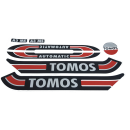 Stickerset Tomos A3 MS Automatic rood met zwart en wit. 7-delig.